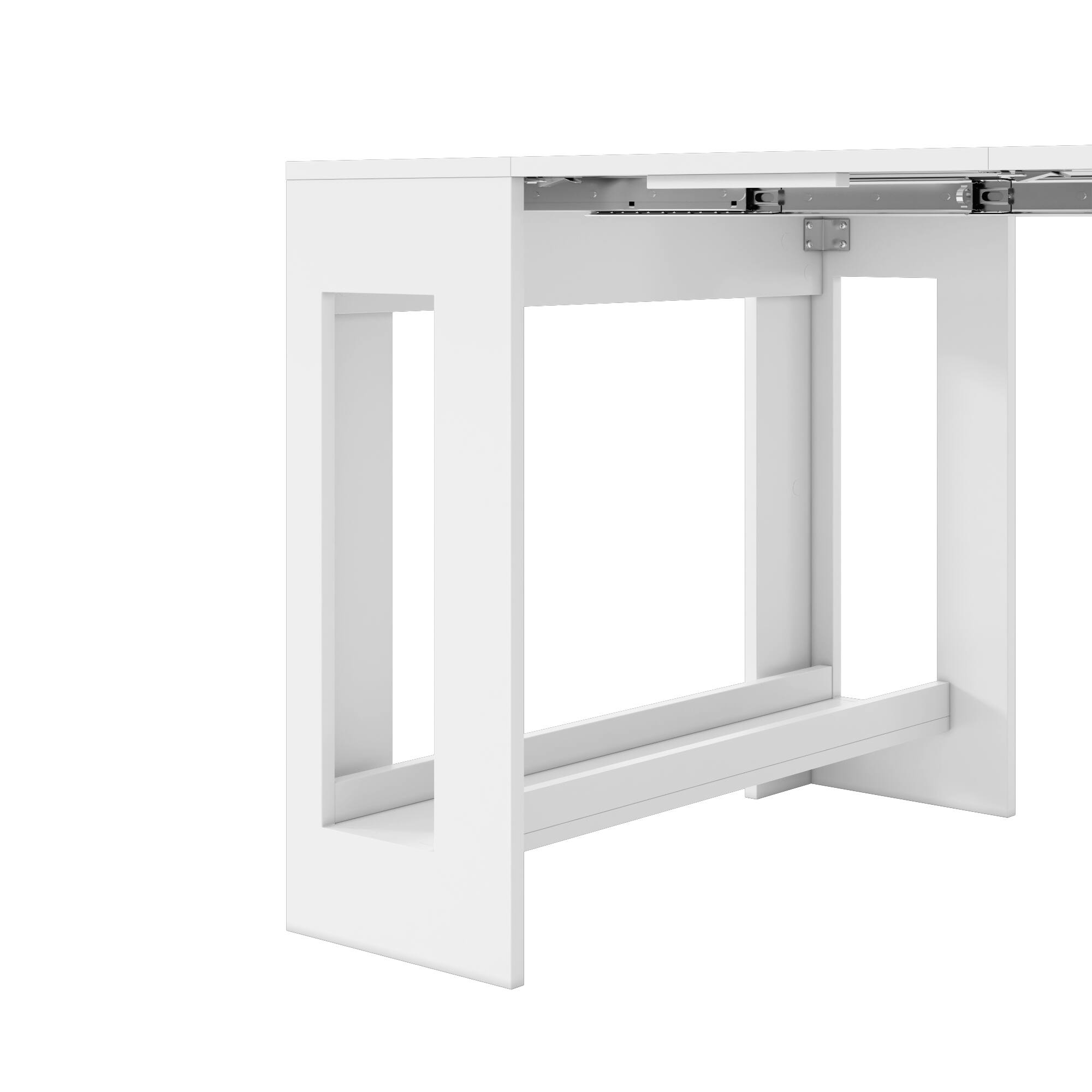 Alt View 6. Famapy - Extendable Dining Table 120" Long, White Folding Sideboard for Small Spaces, Large Expandable Desk 10-12 People - White.