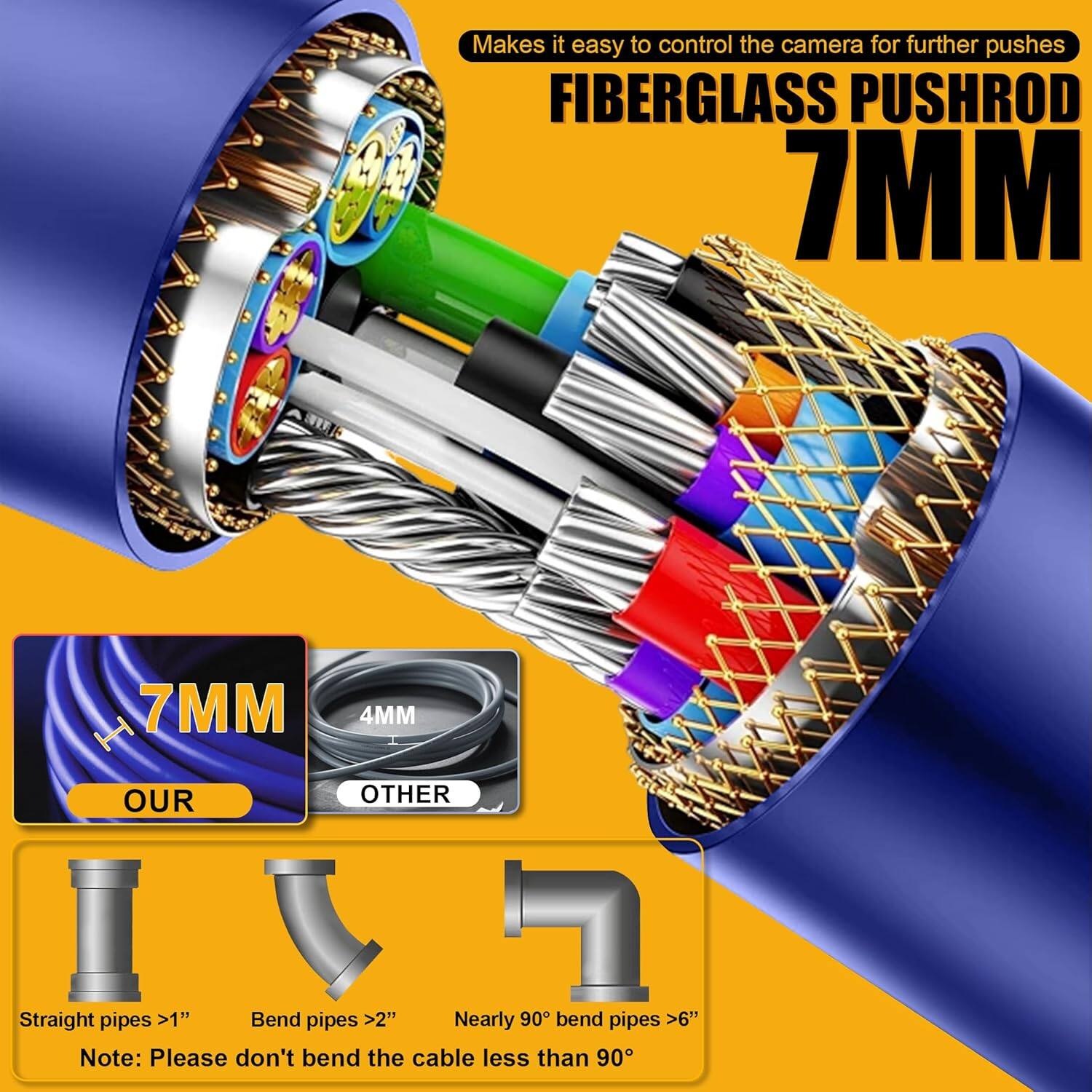 Angle. Aukfa - Sewer Camera with Locator - 10" HD Endoscope, Self-Leveling, IP68, 200Ft 7MM Cable, DVR.