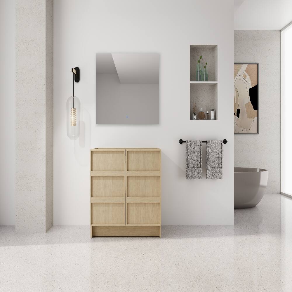 Angle. Loheer - Loheer 36 inch freestanding bathroom vanity, dune oak vanity cabinet, plywood vanity base only - Dune Oak.