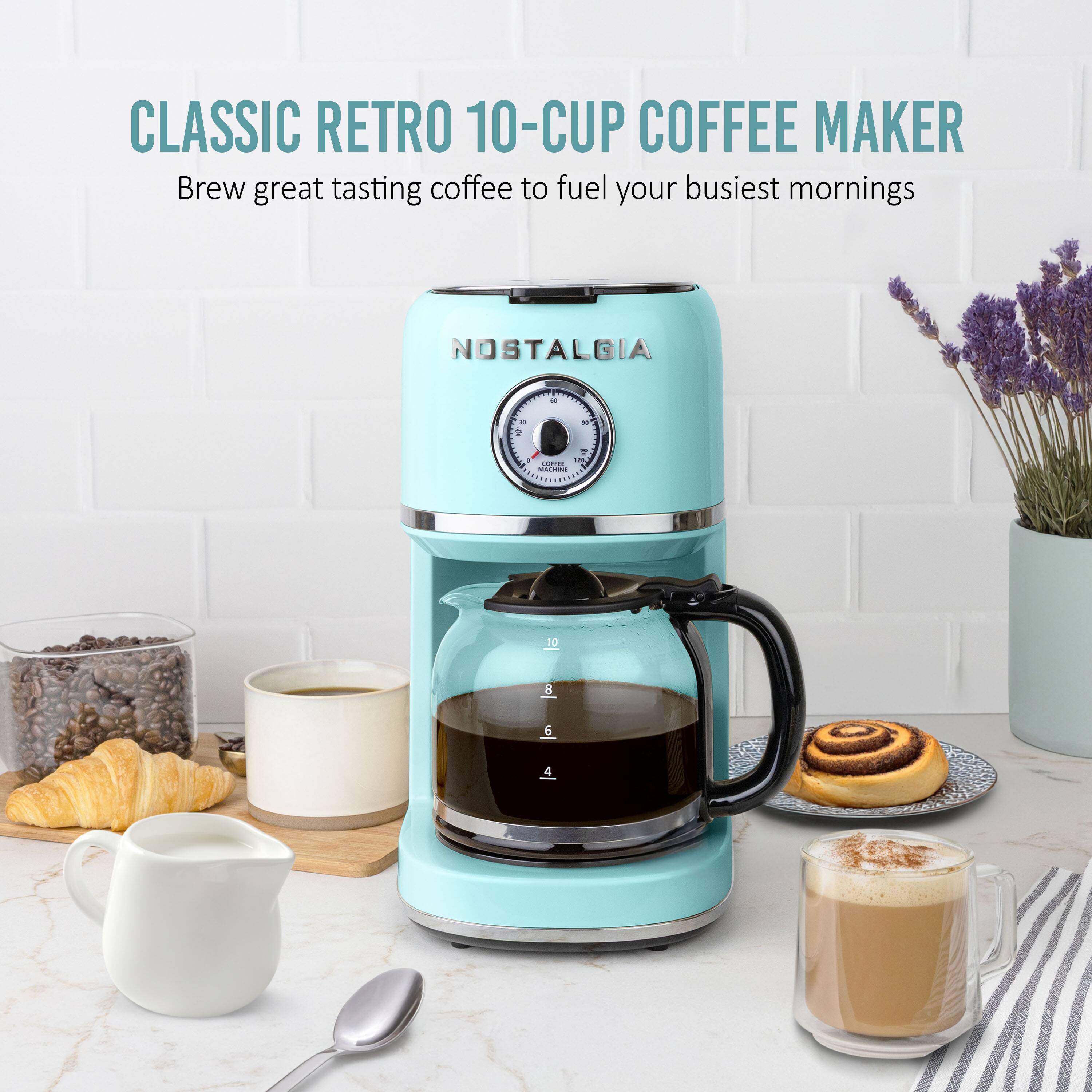 CLASSIC RETRO 10-CUP COFFEE MAKER  
Brew great tasting coffee to fuel your busiest mornings  

NOSTALGIA