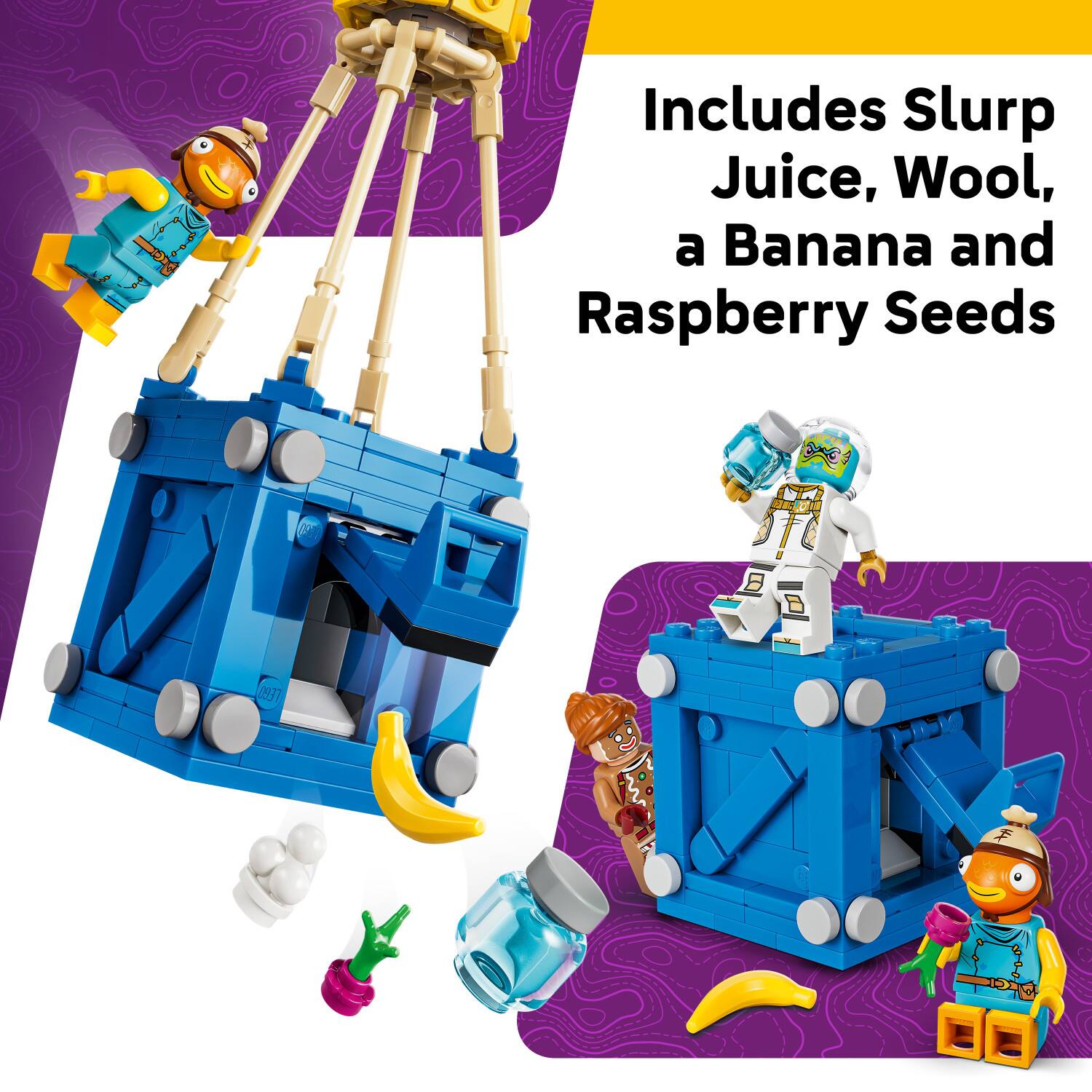 Includes Slurp Juice, Wool, a Banana and Raspberry Seeds