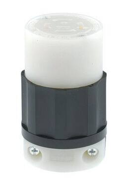 Leviton - Industrial Nylon Grounding Locking Connector L14-20R 14-10 AWG 3 Pole 4 Wire - Black|White