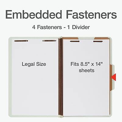 Embedded Fasteners  
4 Fasteners - 1 Divider  
Legal Size  
Fits 8.5" x 14" sheets