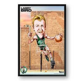 Sporticulture - Larry Bird Boston Celtics Framed 14" x 20" Player Caricature Art - Multicolor