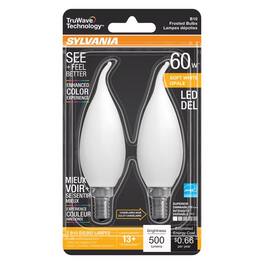 Sylvania - TruWave B10 E12 (Candelabra) LED Bulb Soft White 60 Watt Equivalence 2 pk