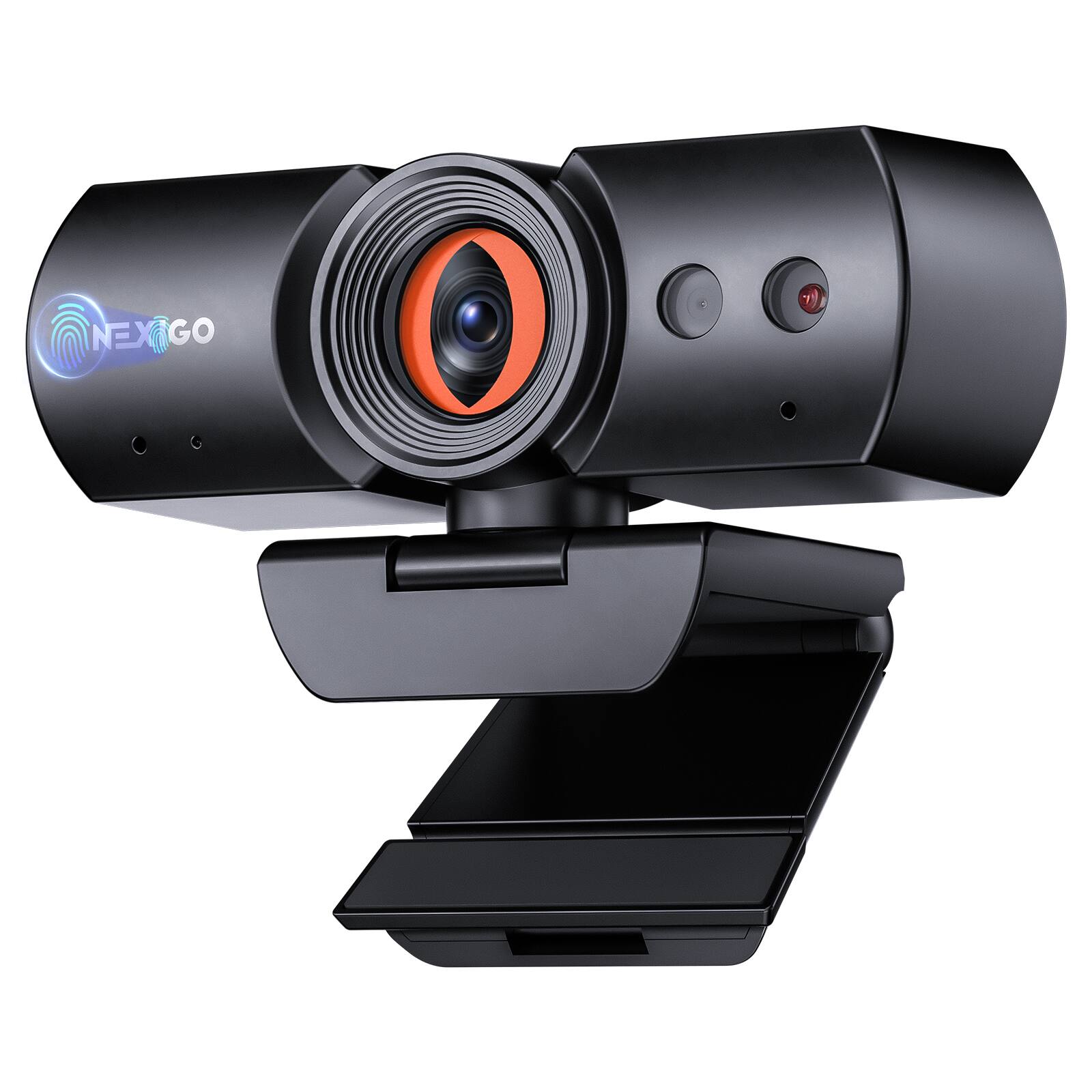 Front. NexiGo - NexiGo HelloCam Pro 1080p Webcam with Windows Hello, Autofocus, Automated Privacy Shutter, 60FPS, Built-in Mic - Black.