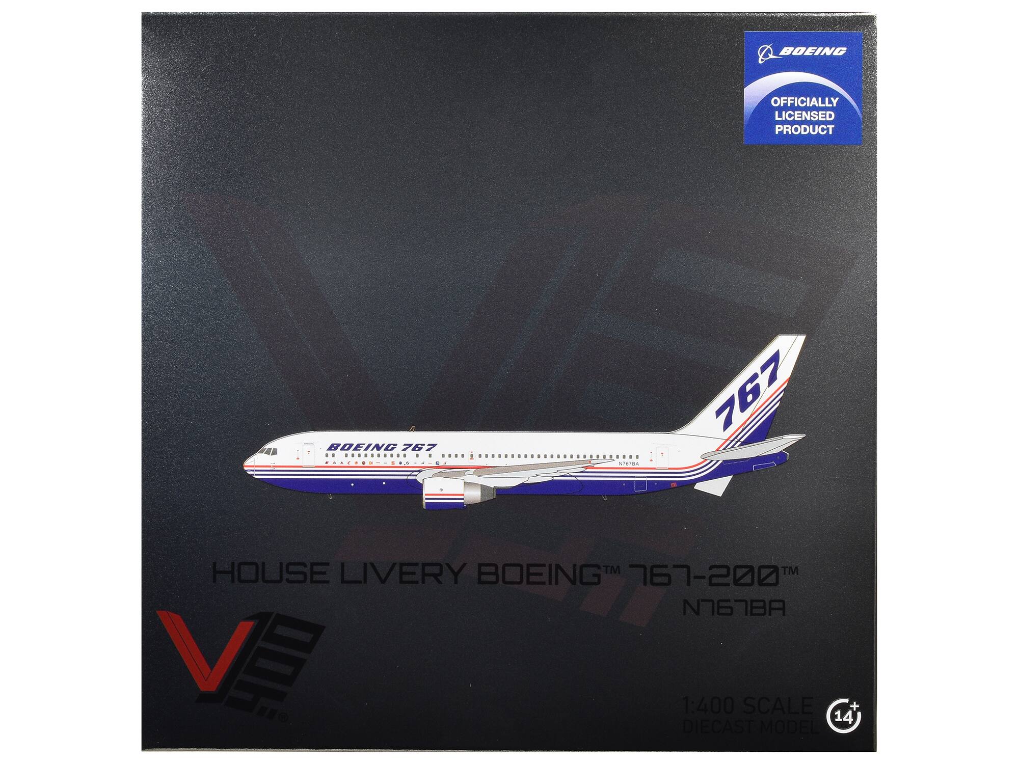BOEING  
OFFICIALLY LICENSED PRODUCT  
BOEING 767  
HOUSE LIVERY BOEING™ 767-200™  
N767BA  
1:400 SCALE DIECAST MODEL  
14+