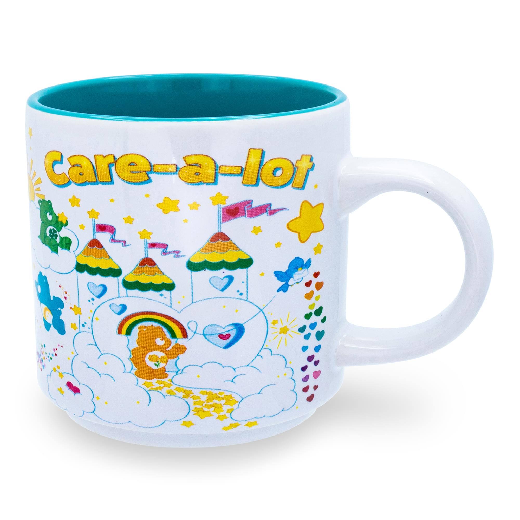Silver Buffalo - Care Bears "Care-A-Lot" Allover Icons Ceramic Coffee Mug | Holds 13 Ounces - Blue