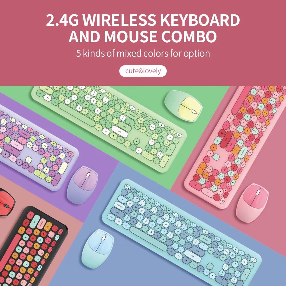 2.4G WIRELESS KEYBOARD AND MOUSE COMBO  
5 kinds of mixed colors for option  
cute&lovely