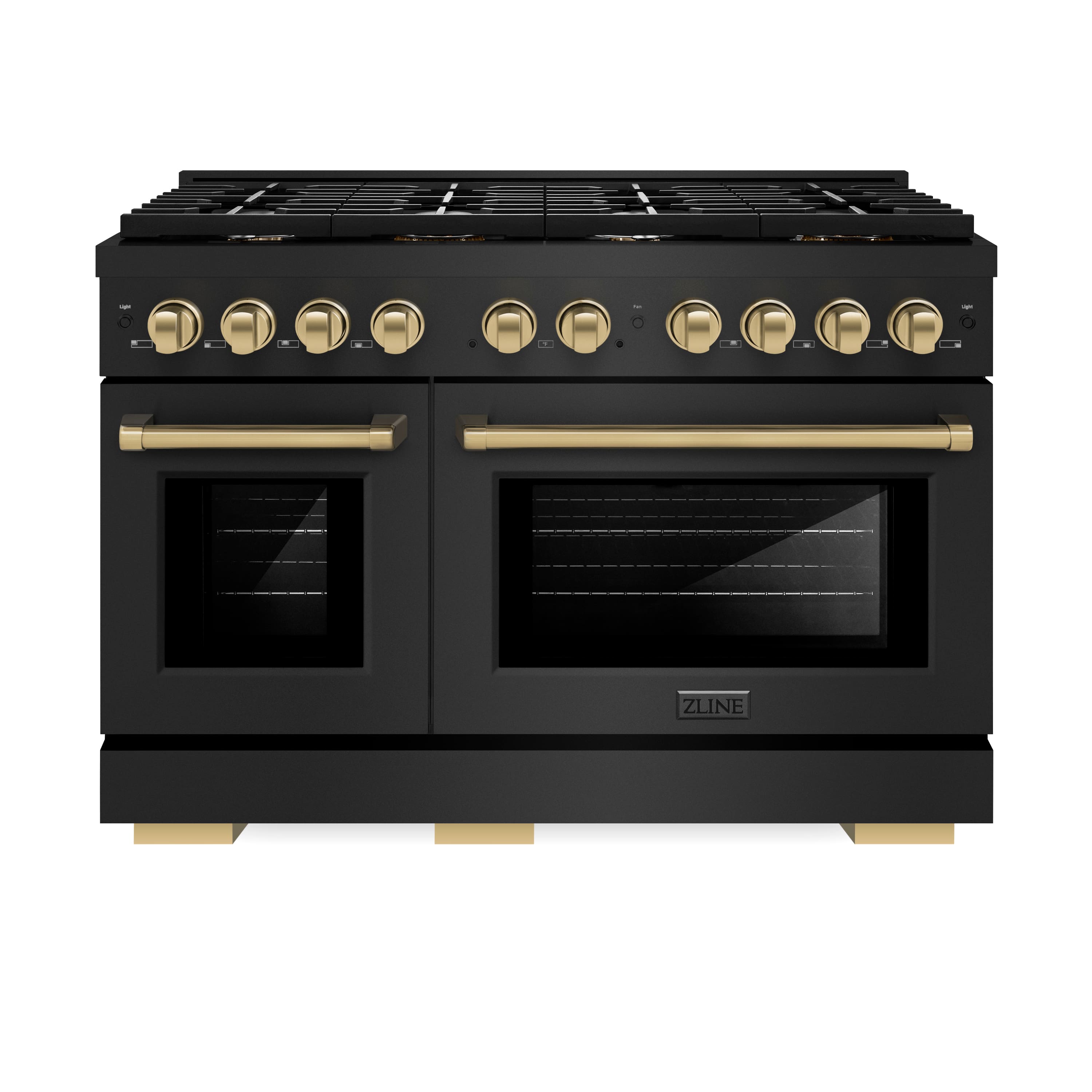 Front. ZLINE - Autograph 48 in. 6.7 cu. ft. Freestanding Paramount Gas Range w/ 8 Burners in Black Stainless Steel and Bronze Accents - Black Stainless Steel.
