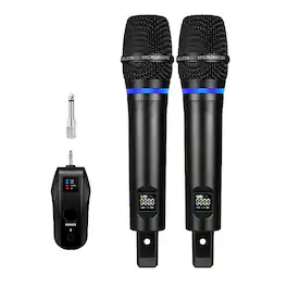 Cluzine - UHF Dual Wireless Handheld Microphones, Bluetooth 5.0,Rechargeable for KTV,Live Performance