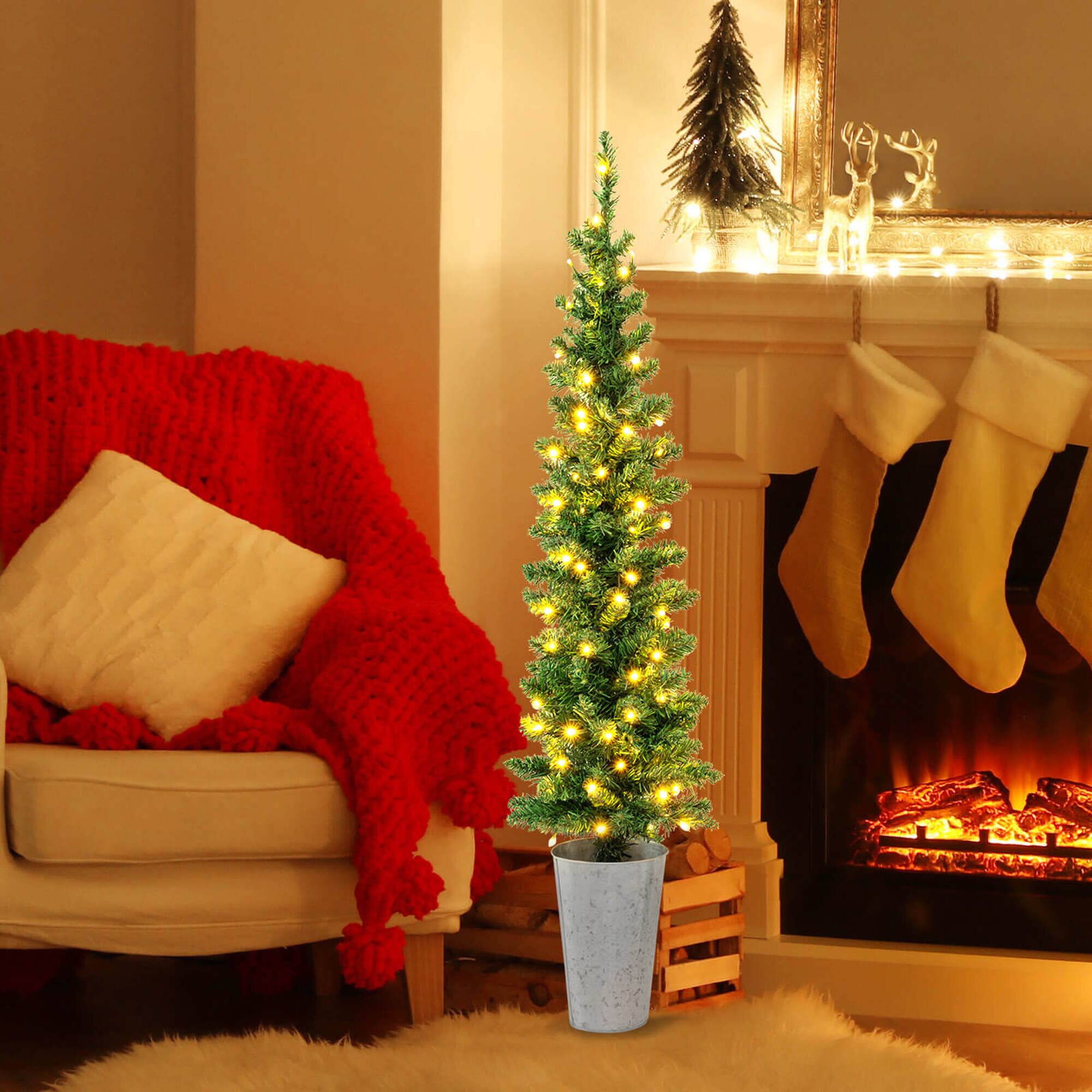 Alt View 1. Costway - Costway Set of 3 Pre-Lit Artificial Christmas Trees with 423 Branch Tips 3, 4, 5 FT - Green.