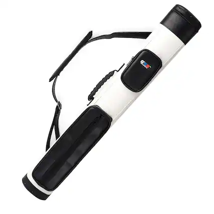 Front. GSE Games & Sports Expert - 2x2 Oval Deluxe Hard Billiard Pool Cue Stick Carrying Case, Billiard Cue Case - Black/White - Black/White.