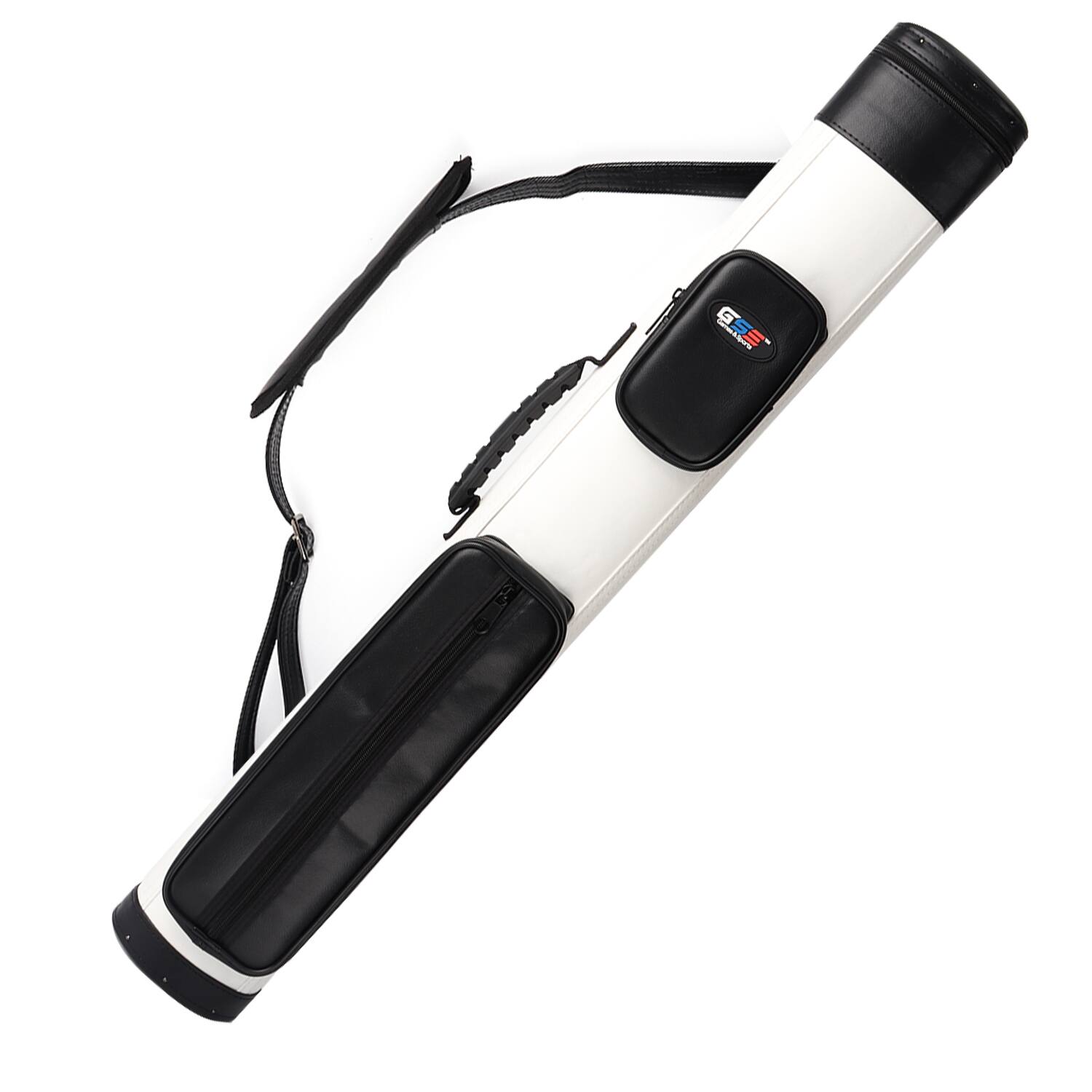 Front. GSE Games & Sports Expert - 2x2 Oval Deluxe Hard Billiard Pool Cue Stick Carrying Case, Billiard Cue Case - Black/White - Black/White.