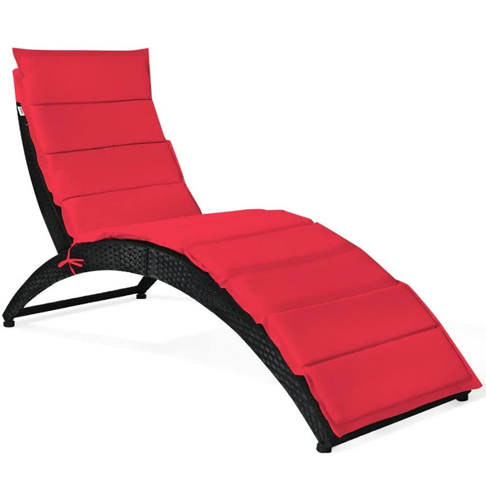 Alt View 2. Kadyn - Outdoor Chaise Lounge Chair, Patio Rattan Lounge Chair Back Adjustable Chaise Recliner - Red.