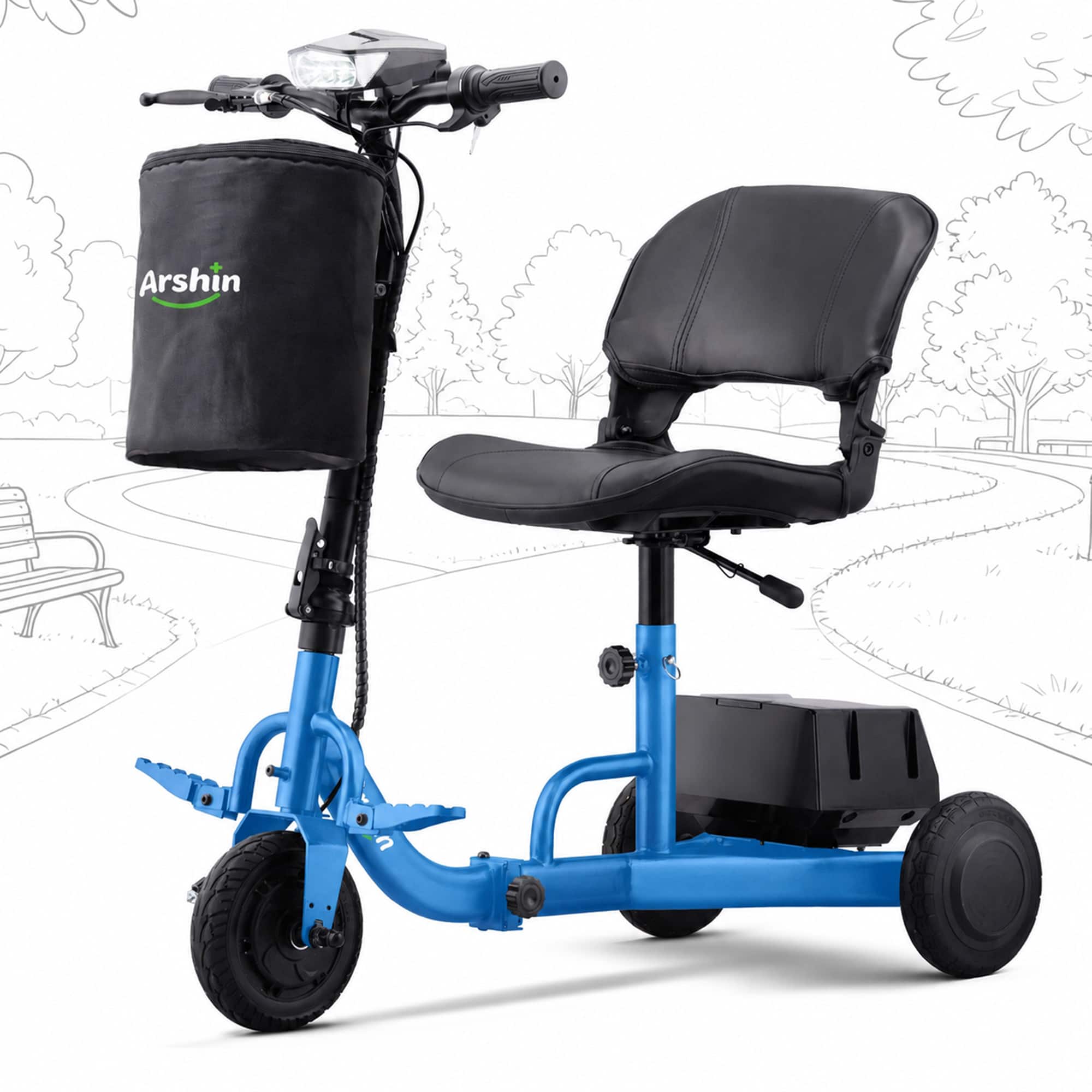 Hover Heart - 3-Wheel Foldable Electric Scooter with Dual Batteries, 300 lb Capacity - Blue price history on PriceWatchPro