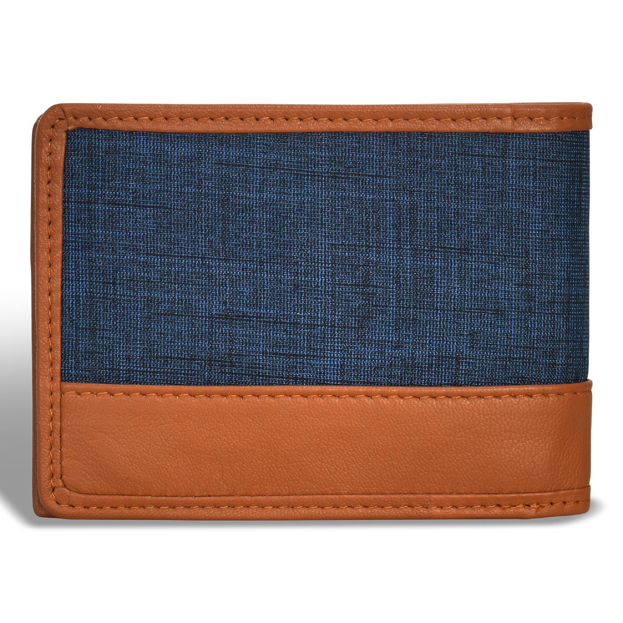 Back. Champs - Denim Collection Leather Center Wing Wallet - TanBlue.