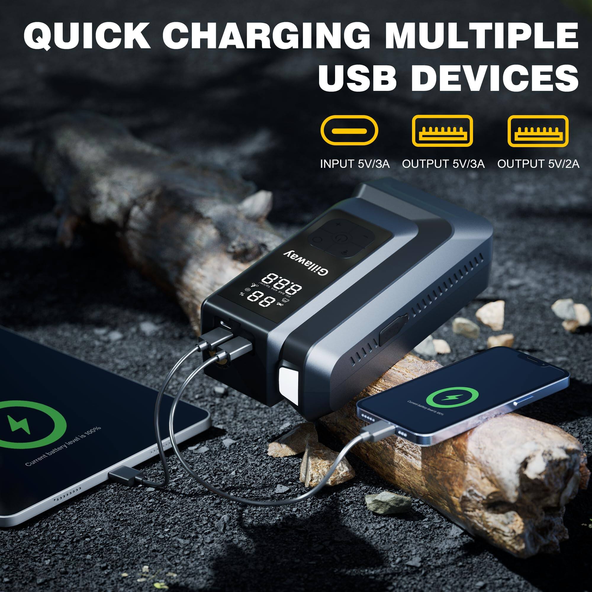 QUICK CHARGING MULTIPLE USB DEVICES

INPUT 5V/3A
OUTPUT 5V/3A
OUTPUT 5V/2A