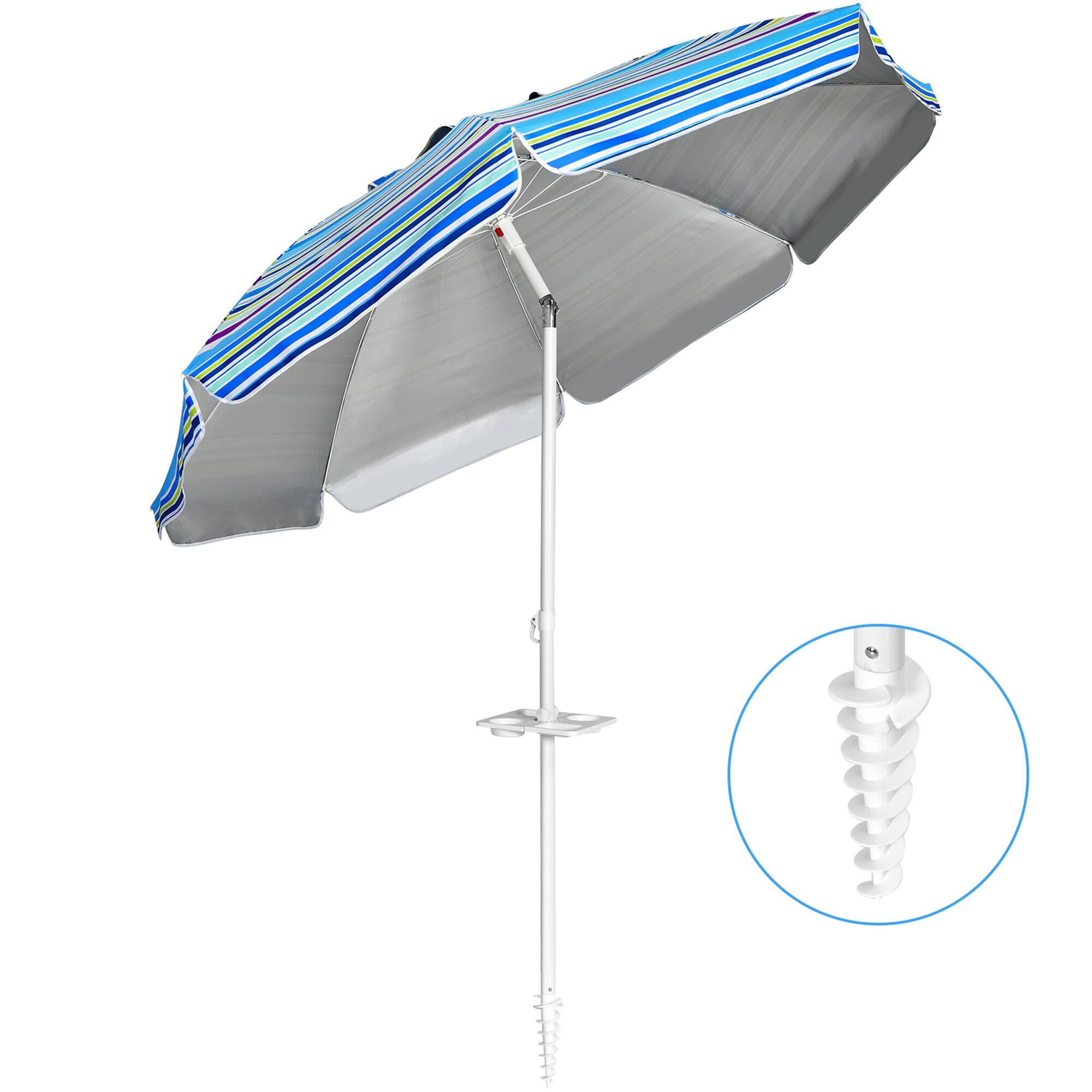 Alt View 1. Gymax - Gymax 7.2ft Beach Umbrella Outdoor Patio Garden w/ Carrying Bag Sand Anchor Blue - Blue.