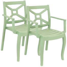 Sunnydaze - Tristana Plastic Stackable Patio Armchair - Set of 2 - Green