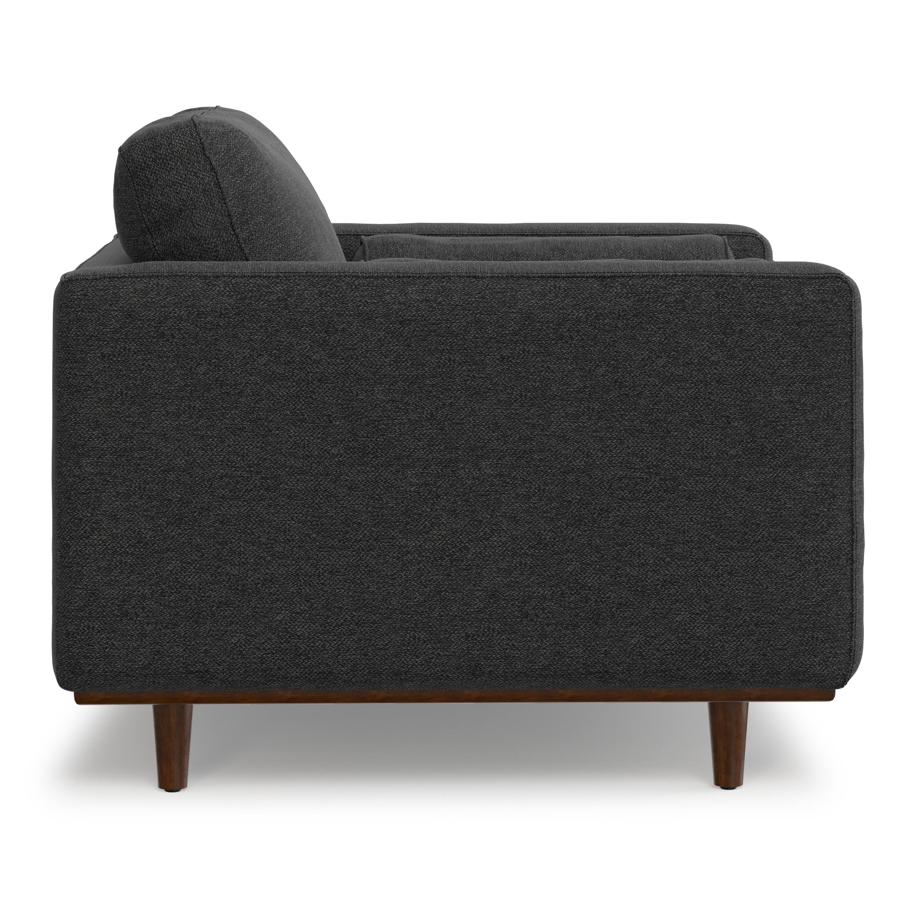 Alt View 1. Simpli Home - Morrison 42 inch Wide Mid-Century Modern Arm Chair in Charcoal Grey - Charcoal Grey.