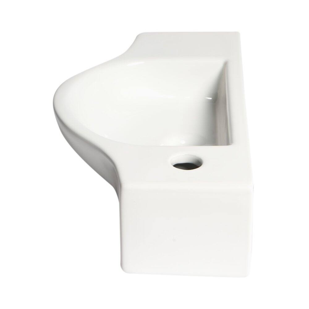Back. Alfi - White 18" Small Wall Mounted Ceramic Sink with Faucet Hole - White.