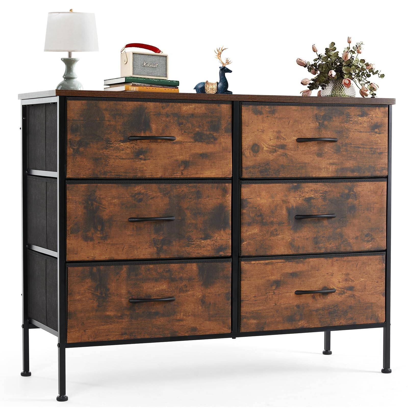 Rustic Brown 11.8"D x 31.7"W x 31.3"H (6 Drawers)