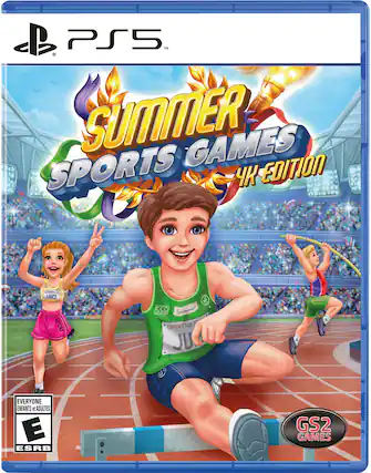 The corrected text is:
"PS5™ SUMMER GAMES SPORTS EDITION 5SG Summer 2023 SPORTS EVERYONE ENFANTS et ADULTES ESRB E GS2 GAMES" - E (Everyone)