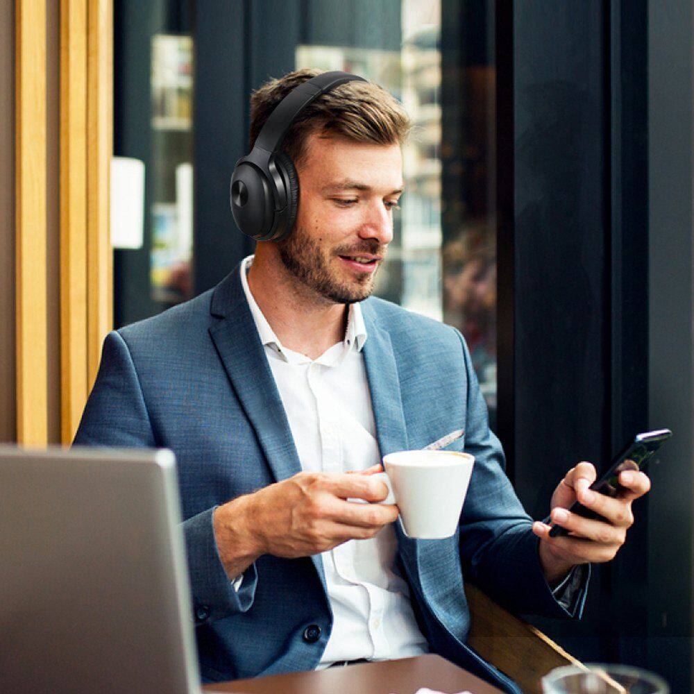 Alt View 6. COWIN - Hybrid Active Noise Cancelling Bluetooth Headphone Over Ear 2 - Black.
