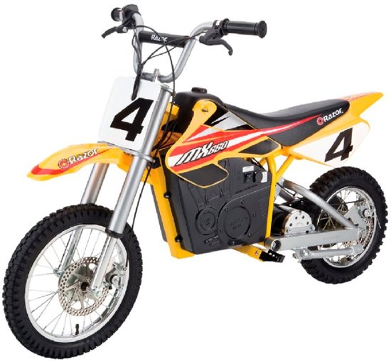 Front Zoom. Razor - MX650 Dirt Rocket Off-Road Motocross Bike w/10 miles max operating range and 17 mph max speed - yellow.