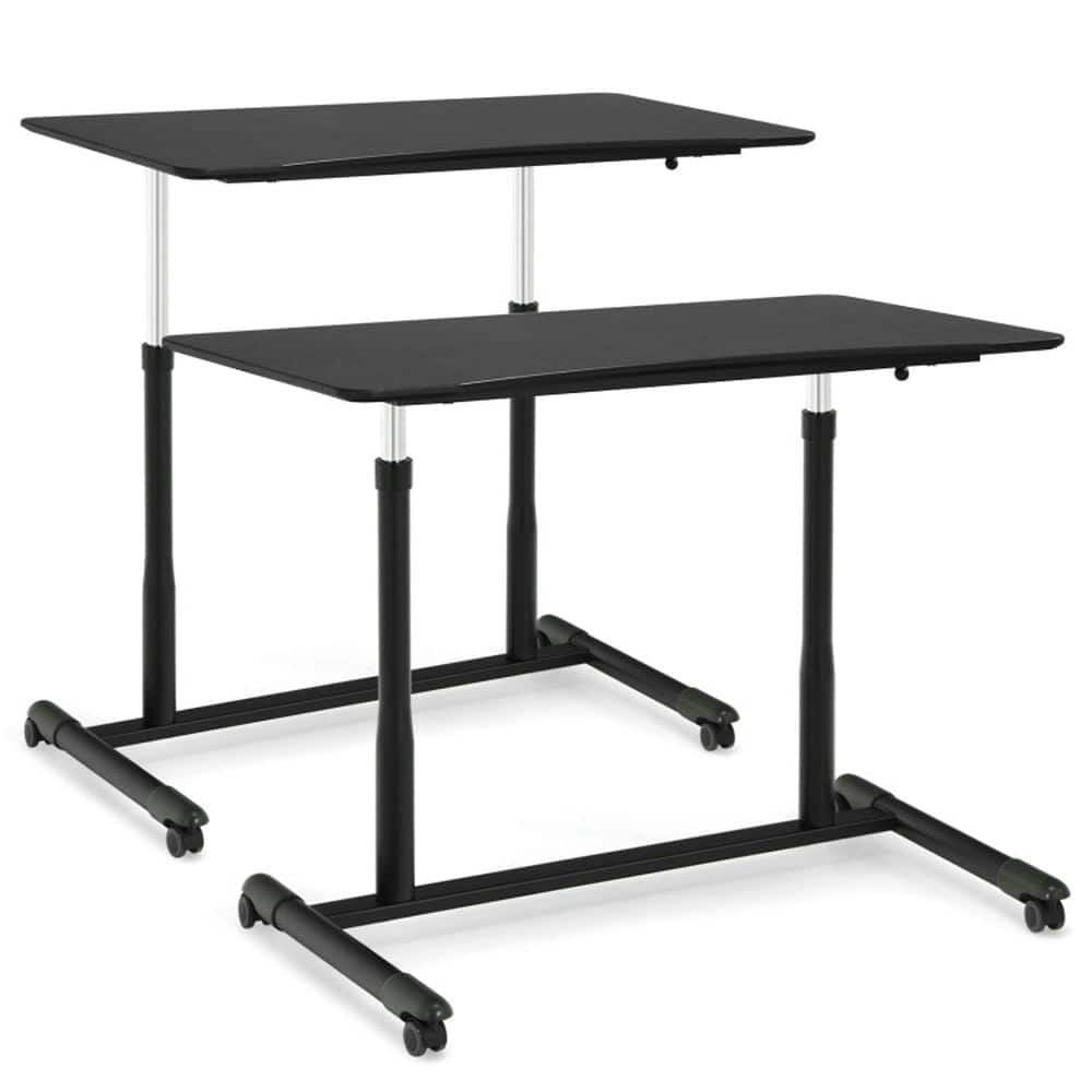 Kadyn - Standing Desk,Stand up Table, Home Office Desk,Height Adjustable Computer Desk Sit to Stand Rolling Notebook Table - Black