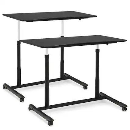 Front. Kadyn - Standing Desk,Stand up Table, Home Office Desk,Height Adjustable Computer Desk Sit to Stand Rolling Notebook Table-Black - Black.