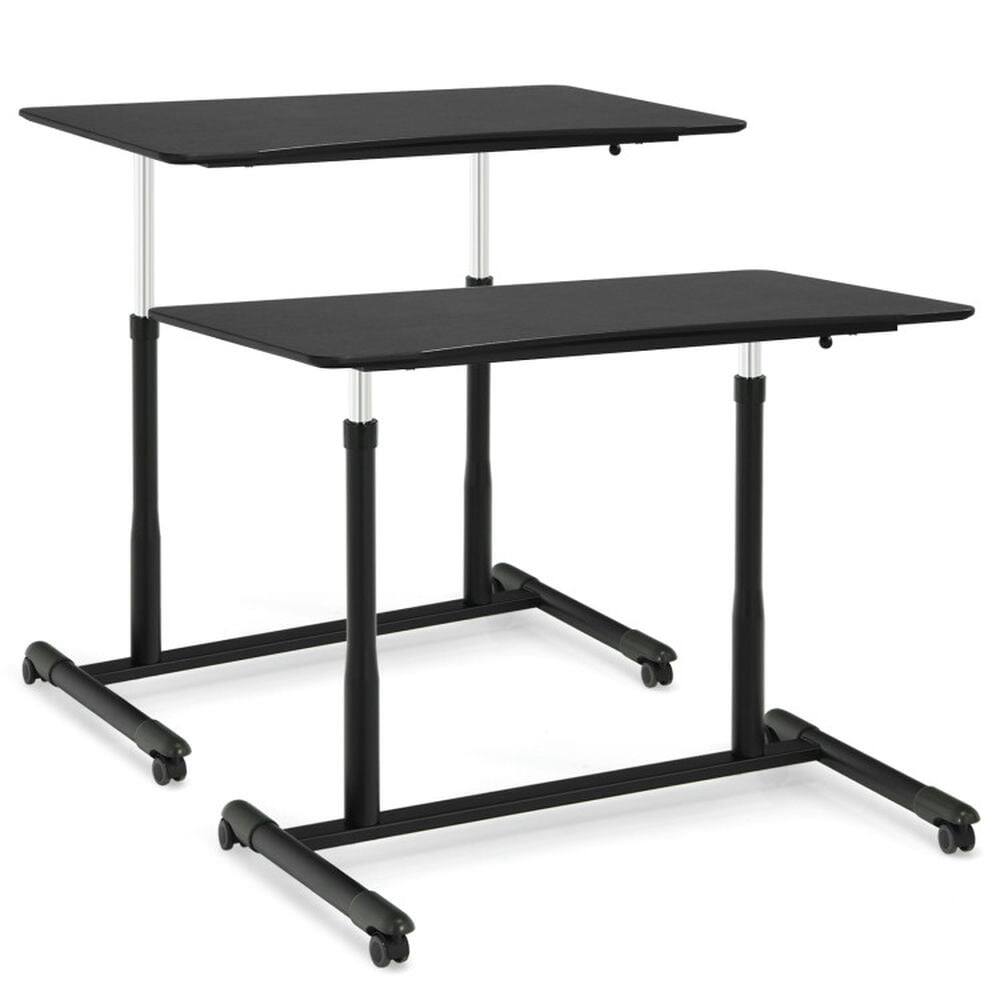 Front. Kadyn - Standing Desk,Stand up Table, Home Office Desk,Height Adjustable Computer Desk Sit to Stand Rolling Notebook Table-Black - Black.