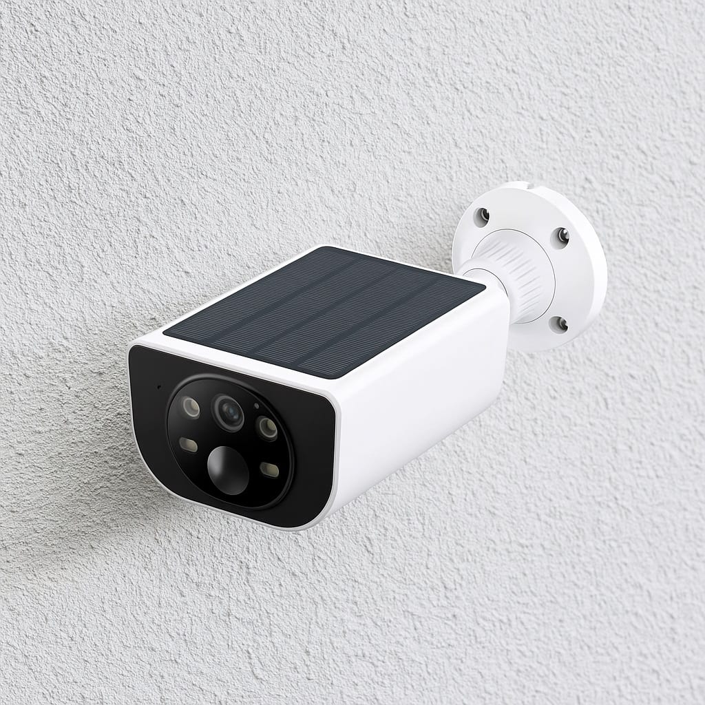 Zell Electronics - 2K Solar Wireless Security Camera WiFi, Color Night Vision, Smart Alerts, Alexa/Google Compatible - White