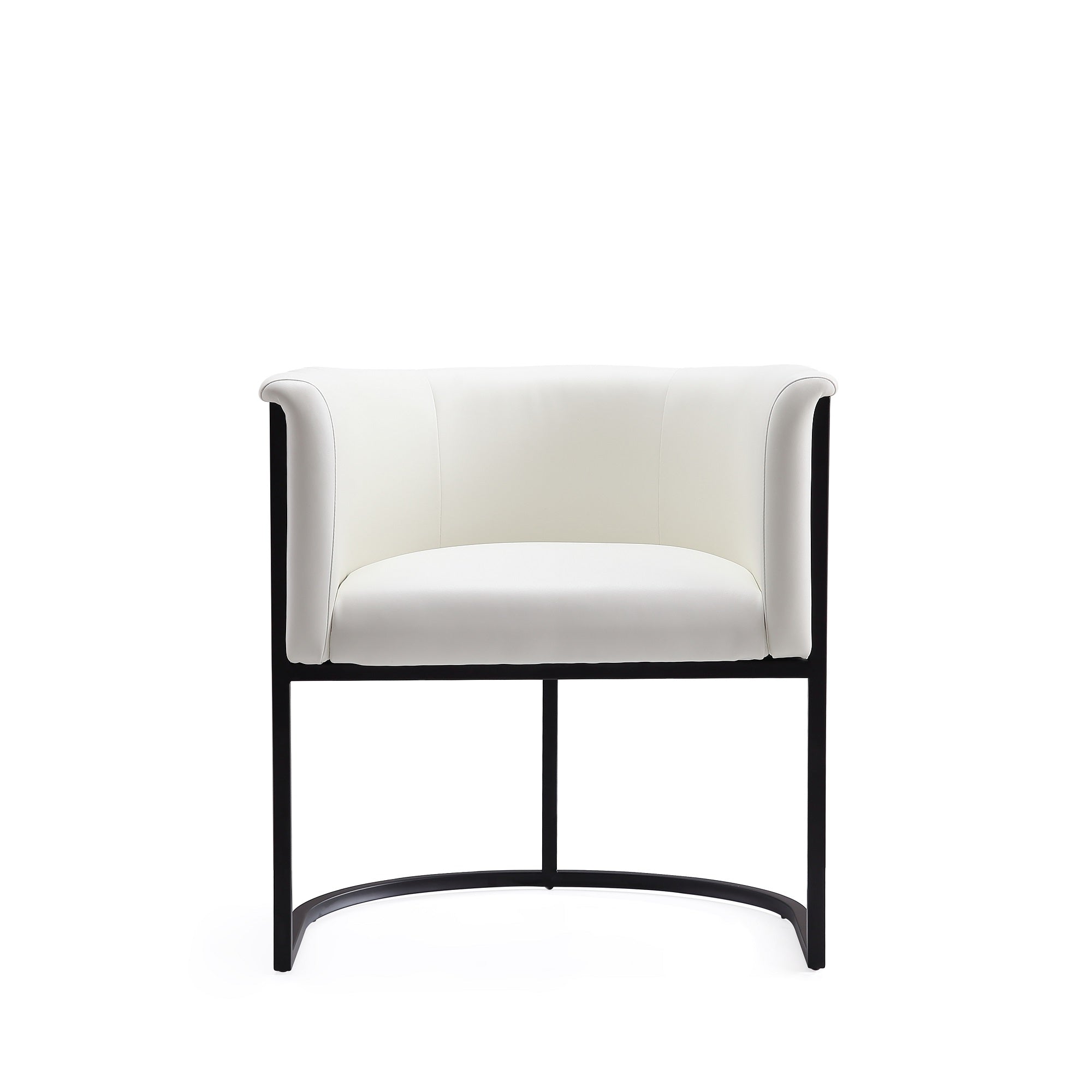 Back. Manhattan Comfort - Cosmopolitan Mid-Century Modern Metal Vegan Leather Dining Chair - Ivory.