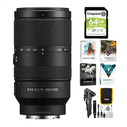 - Kingston 64GB SD52/64GB SP V10 10 XC IU CANVAS Select Plus
- PaintShop Pro 2019
- Painter Essentials 7
- AfterShot Pro 3
- VideoStudio 2019
- E 4.5-6.3/70-350 G OSS
- Optical SteadyShot
- KOAH