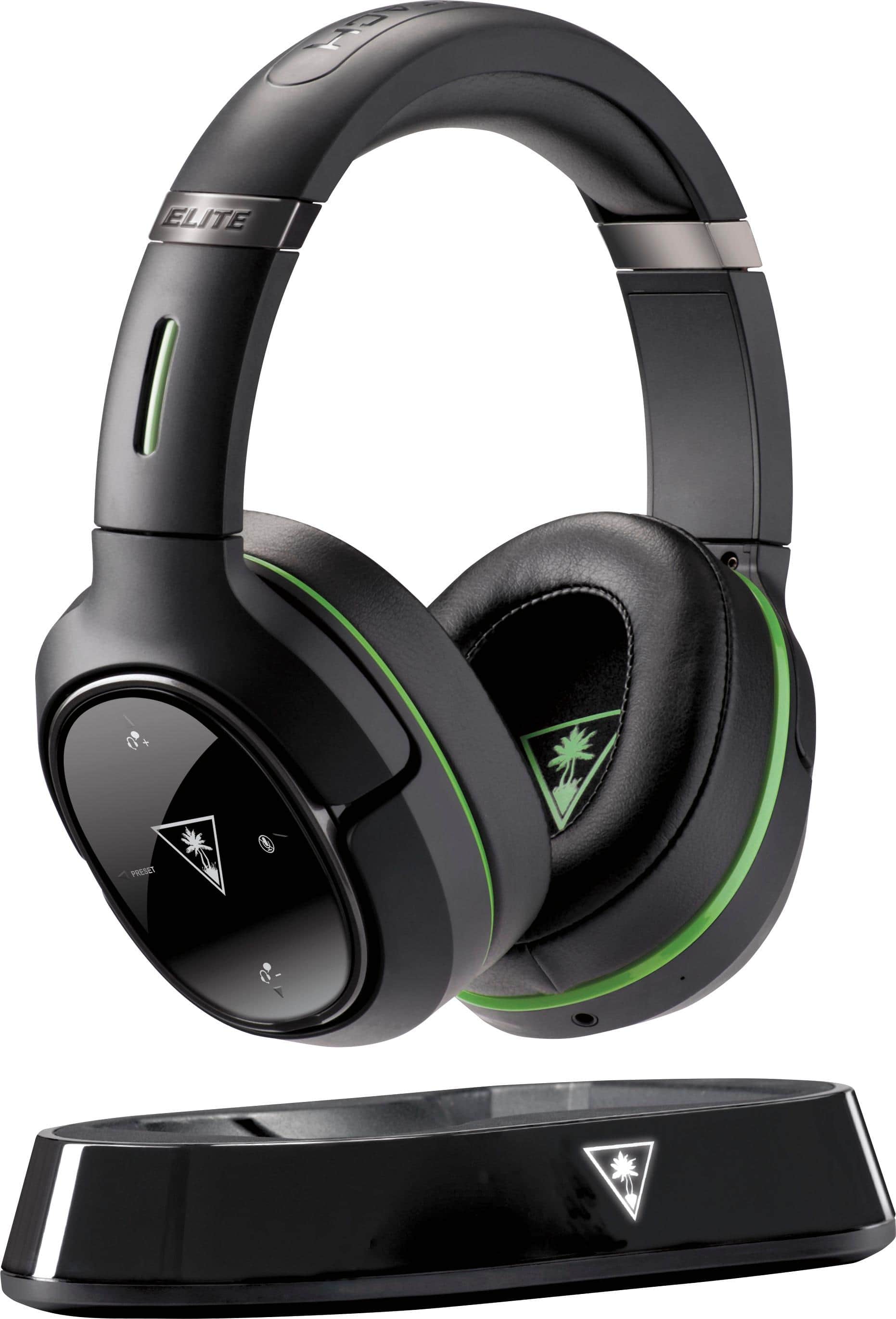 Angle. Turtle Beach - Elite 800X Wireless DTS 7.1-Channel Surround Sound Gaming Headset for Xbox One - Black/Green.