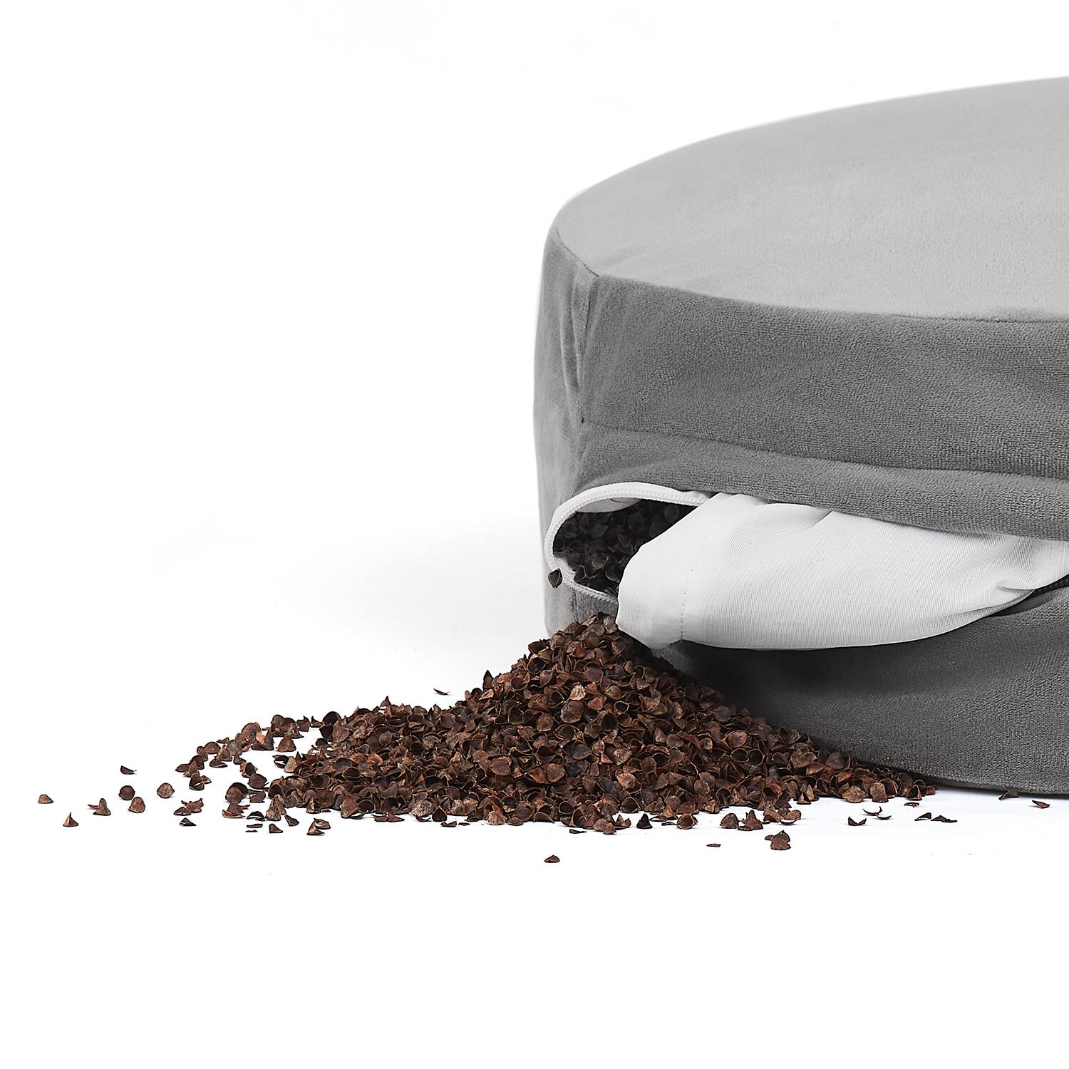 Angle. Sweet Home Collection - Meditation Cushion, Round Yoga Pillow with carrying handle - Grey.