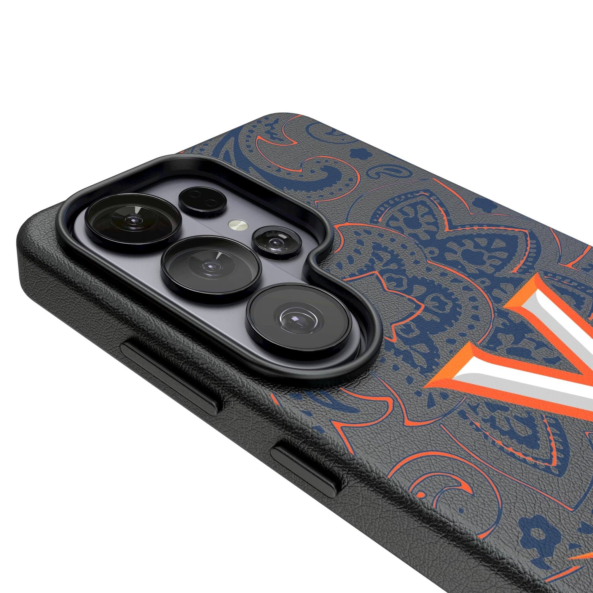 Alt View 2. Keyscaper - Virginia Cavaliers Paisley Galaxy Magnetic Bump Case - S24 - Black.