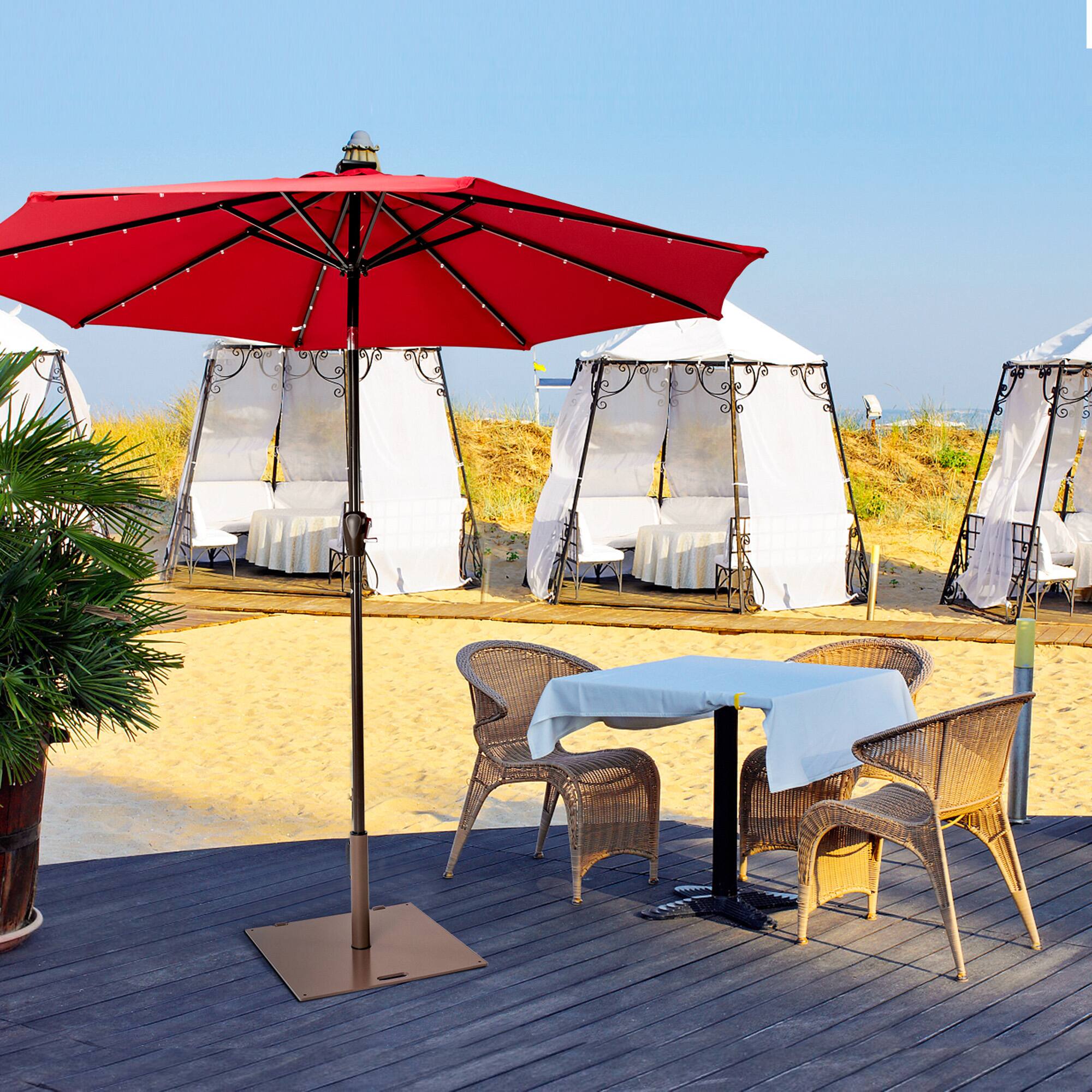 Alt View 2. Gymax - Gymax Square Weighted Patio Umbrella Base Stand 50 lbs Outdoor w/ 3 Adapters - Brown.