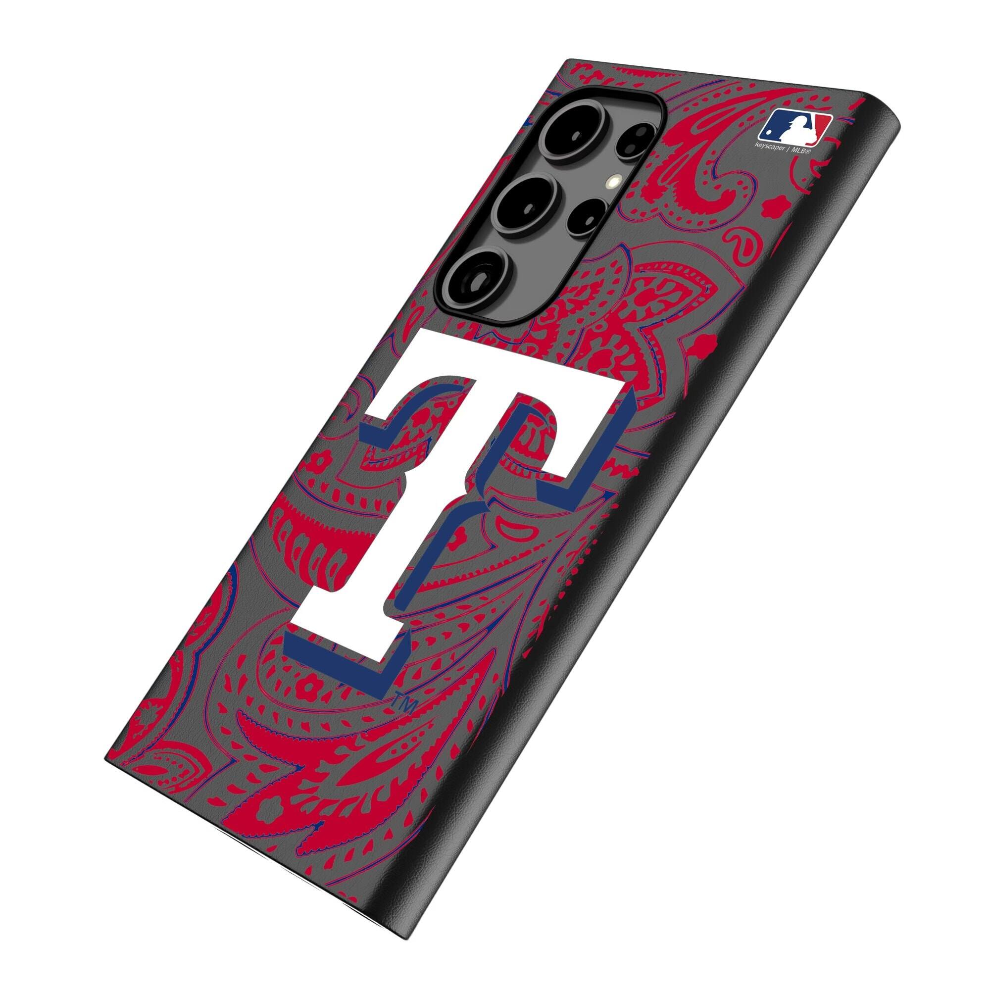 Alt View 1. Keyscaper - Texas Rangers Paisley Galaxy Magnetic Bump Case - S24 Ultra - Black.