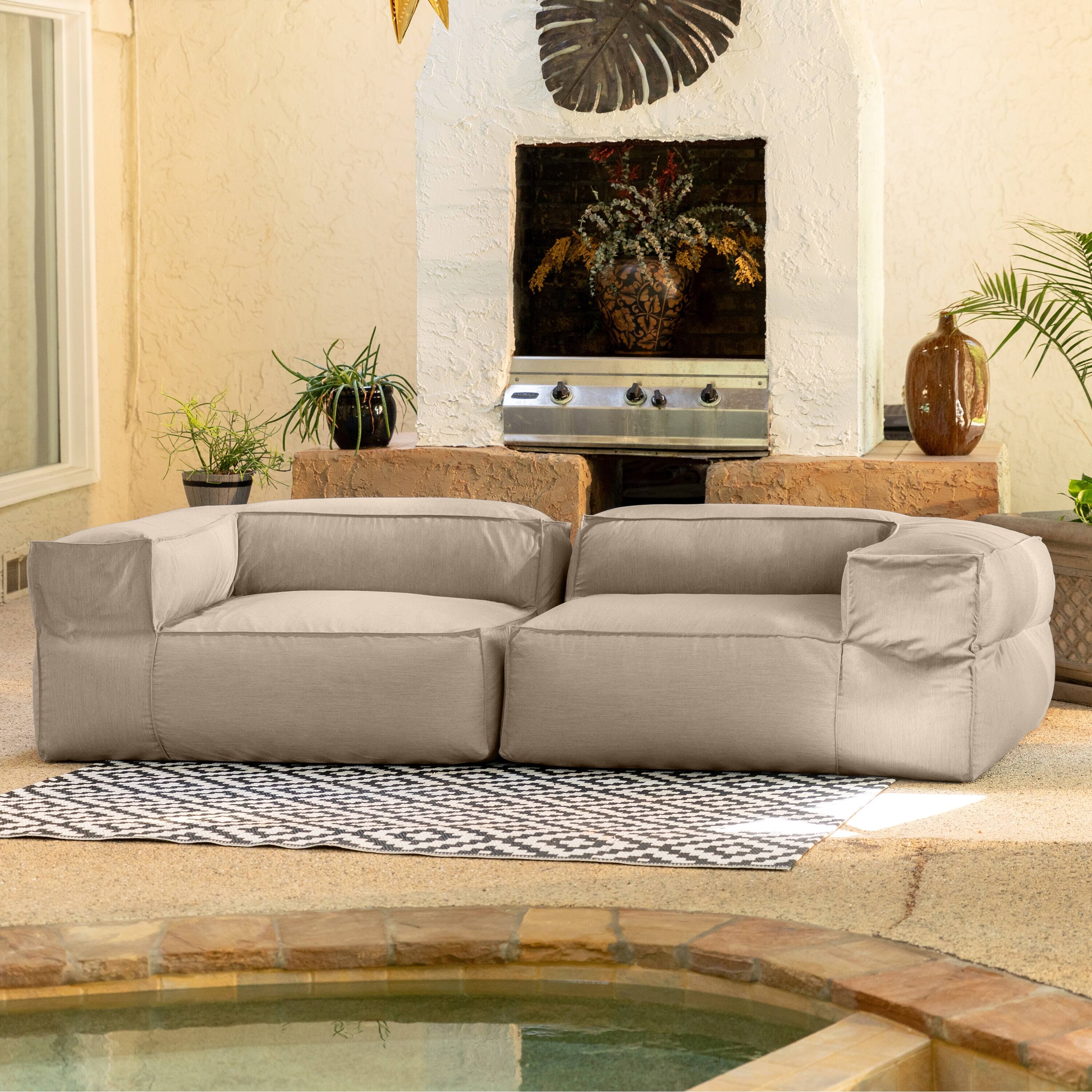 Angle. Jaxx - Baya Outdoor Modular Loveseat - Luxurious Soft Seating for Poolside or Hospitality, Ash - Ash.