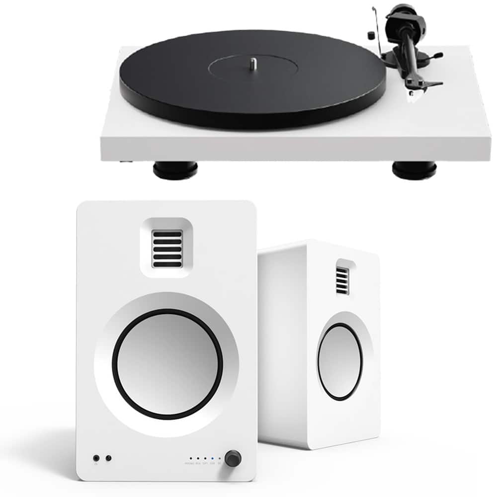 Pro-Ject - Debut Evo 2 Turntable Bundle with Kanto TUK Premium Powered Bookshelf Speakers (/Matte White) - Satin White