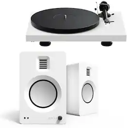Pro-Ject - Debut Evo 2 Turntable Bundle with Kanto TUK Premium Powered Bookshelf Speakers - Satin White