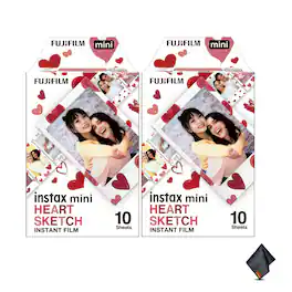 Fujifilm - INSTAX MINI Instant Film (20 Exposures) Bundle - Heart Sketch