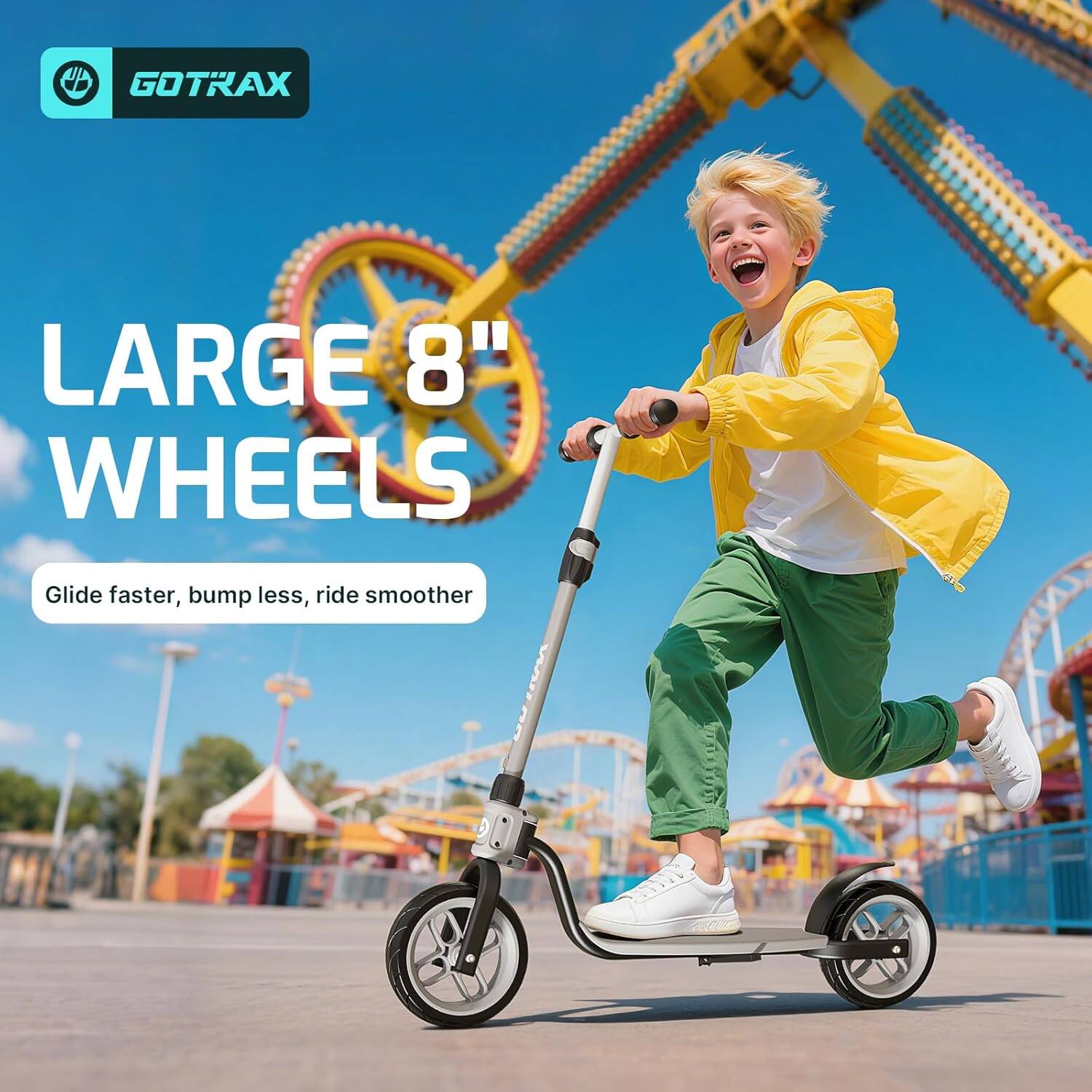 UB GOTRAX LARGE 8" WHEELS Glide faster, bump less, ride smoother