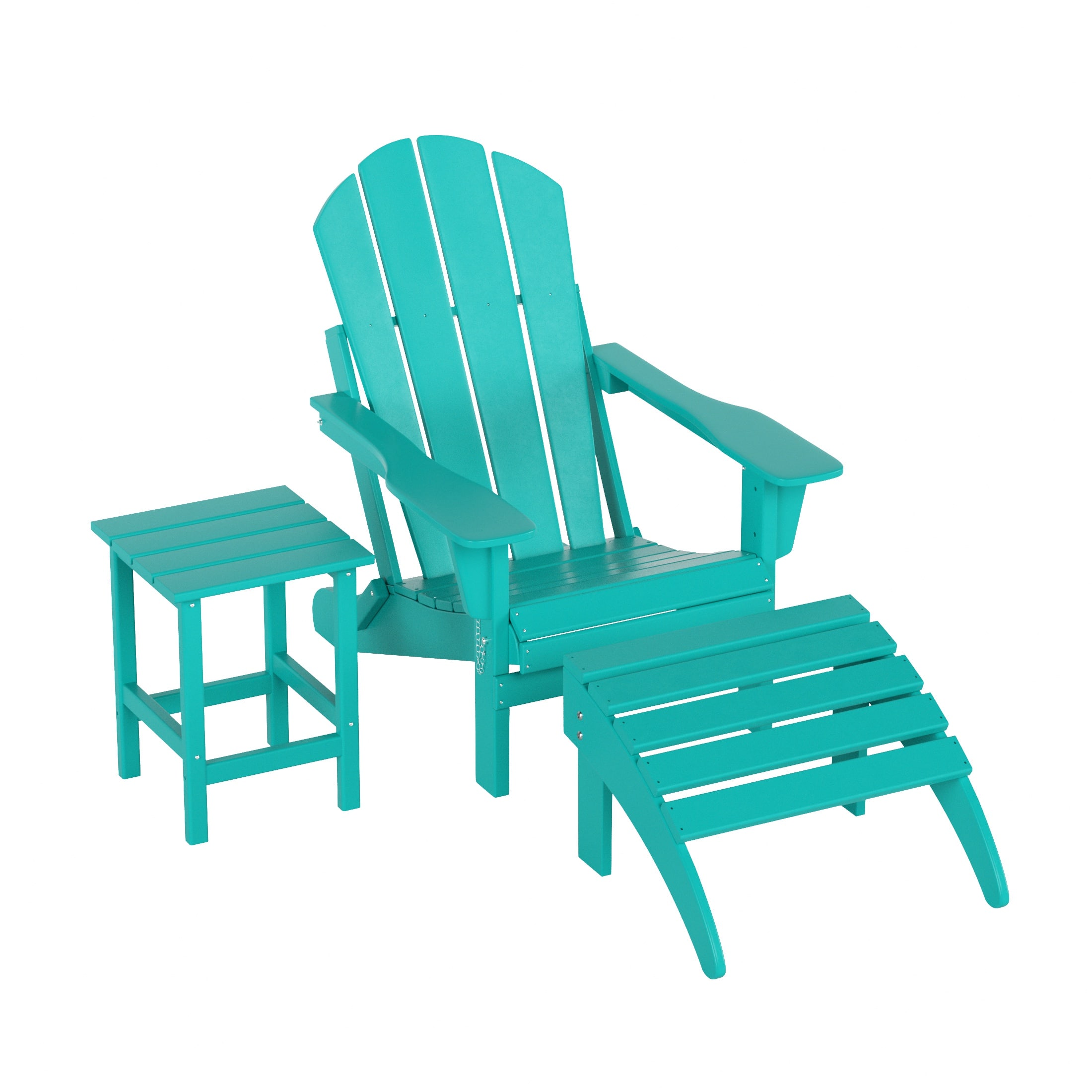 WestinTrends - Malibu 3-Piece set classic Adirondack chair with ottoman and a small coffee table (1 seater) - Turquoise price history on PriceWatchPro