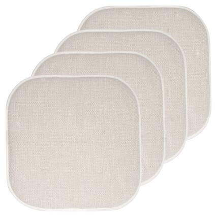 Front. Sweet Home Collection - Alexis Memory Foam No Slip Back 16" x 16" Chair Pad Cushions, 4-Pack - Linen/Beige.