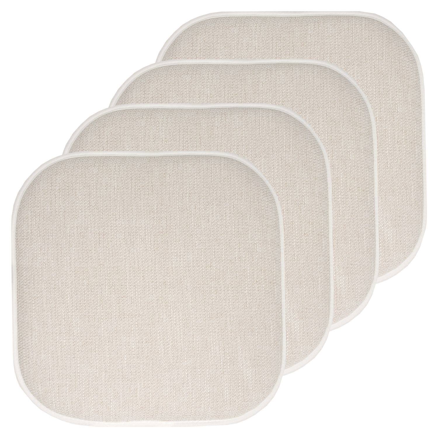 Front. Sweet Home Collection - Alexis Memory Foam No Slip Back 16" x 16" Chair Pad Cushions, 4-Pack - Linen/Beige.