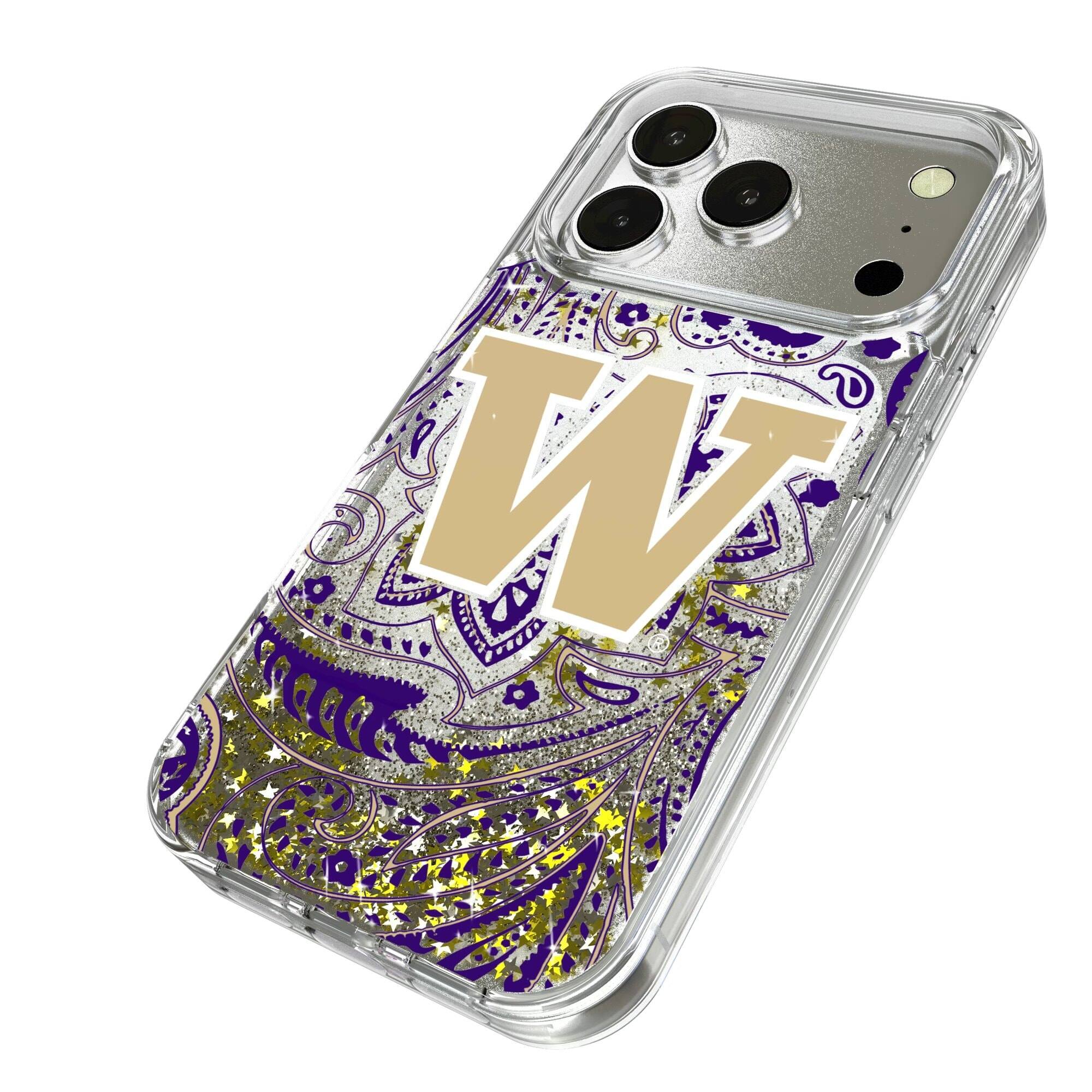 Alt View 1. Keyscaper - Washington Huskies iPhone Glitter Paisley Design Case - 13 Pro Max - Multicolor.